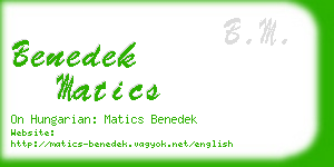 benedek matics business card
